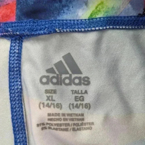 Adidas Colorful Printed Pull On Capri Leggings Girls Size XL 14-16 - Picture 4 of 8